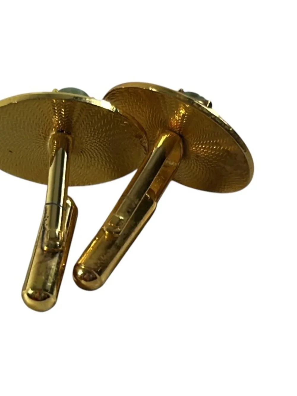Vintage Sovereign House LTD Mens Cufflinks Cuff Links Gold Tone Green Cabochon